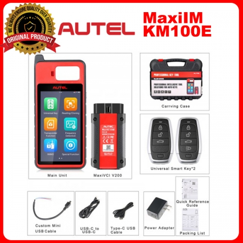 Newest Autel MaxiIM KM100 KM100E Auto Key IMMO Universal Key Generator Kit with V200 Adapter Lifetime Free Update Online